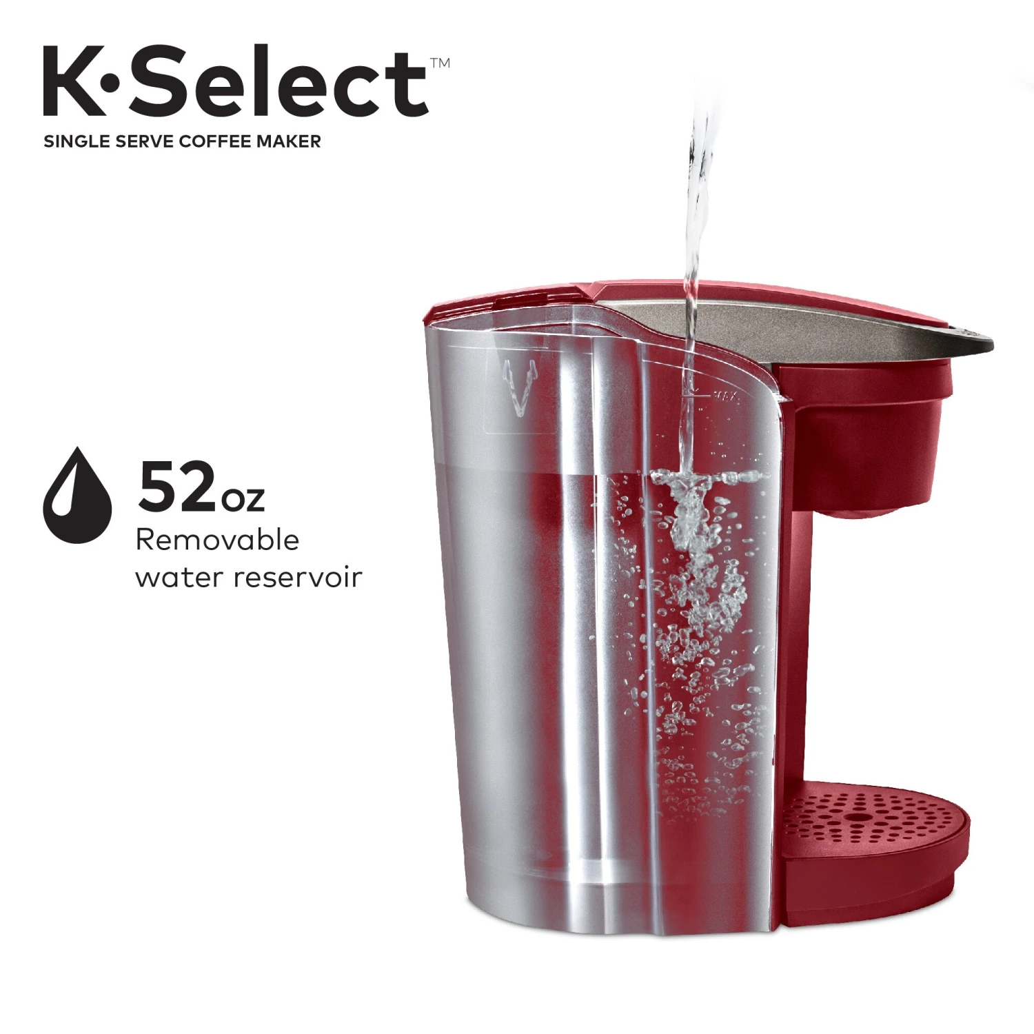 K-Select Single-Serve K-Cup Pod Coffee Maker, Vintage Red 8 K-Select Single-Serve K-Cup Pod Coffee Maker, Vintage Red - Afbeelding 6