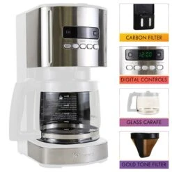 Kenmore Aroma Control 12-Cup Programmable Coffee Maker, White And Stainless Steel, Reusable Filter 13 Kenmore Aroma Control 12-Cup Programmable Coffee Maker, White And Stainless Steel, Reusable Filter -Koffieproducten Kenmore Programmable 12 cup Coffee Maker2C White 2