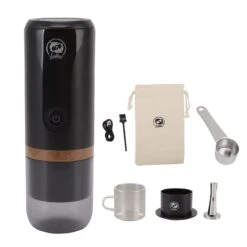 Portable Coffee Maker, 1200mAh Glass Closed Lid 120ml Water Mini Coffee Brewer