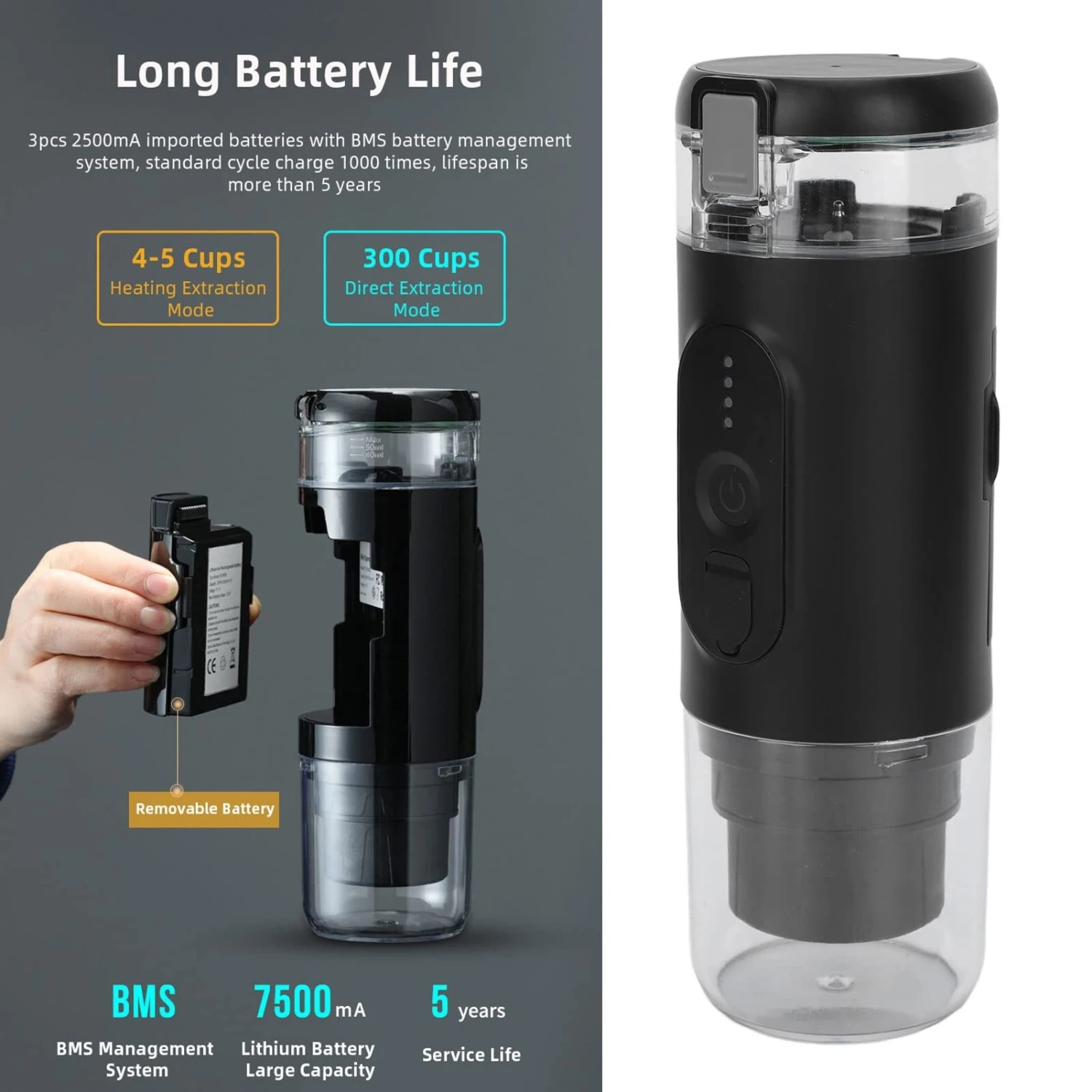 Portable Coffee Maker, Electric Coffee Machine With Self-Heating, 18 Bar Mini Coffee Maker, Travel Coffee Machine 9 Portable Coffee Maker, Electric Coffee Machine With Self-Heating, 18 Bar Mini Coffee Maker, Travel Coffee Machine - Afbeelding 7