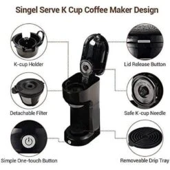 Single Serve Coffee Maker 6-14OZ With Filter Coffee Brewer -Koffieproducten Single Serve Coffee Maker 6 14OZ With Filter Coffee Brewer 4