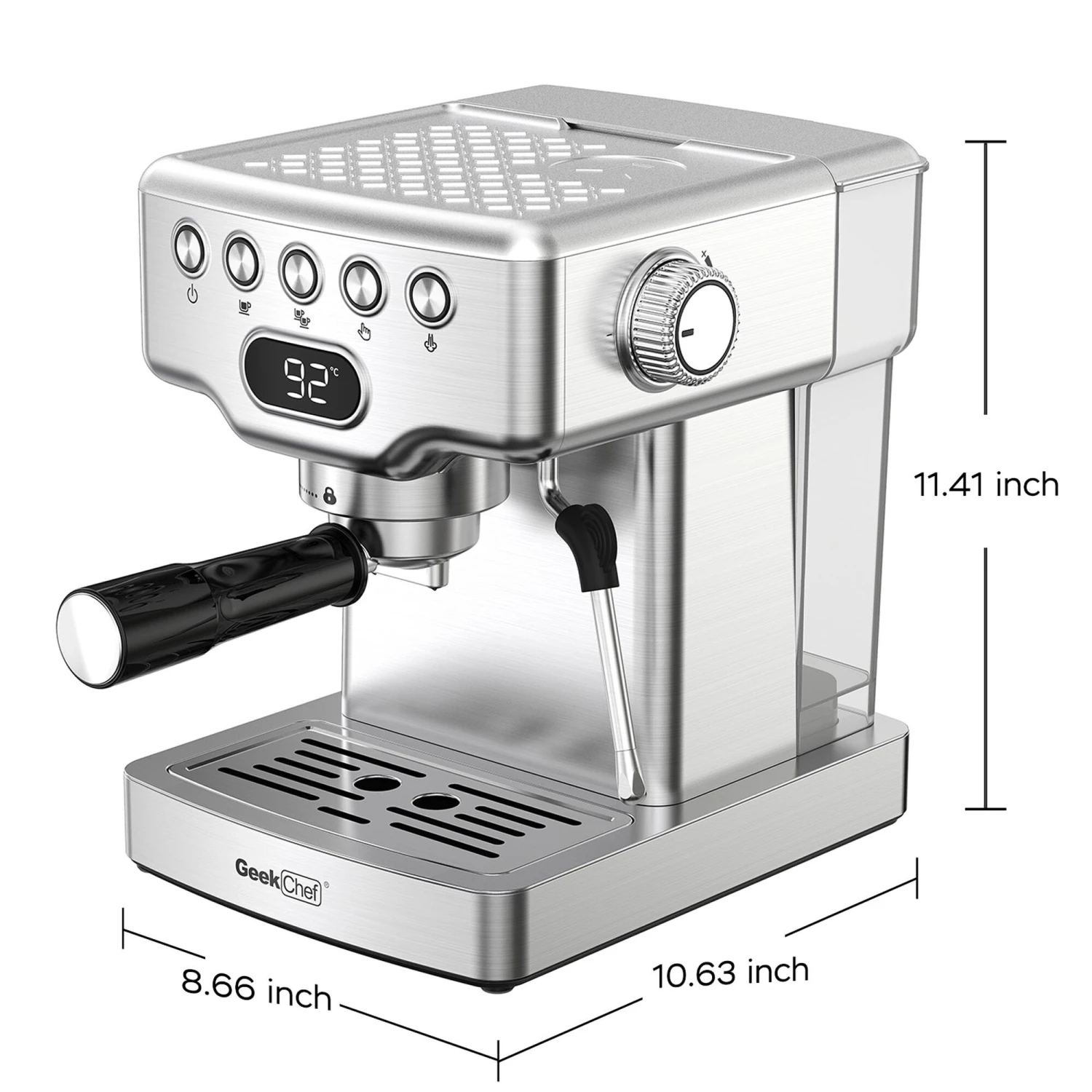 Stainless Steel 20 Bar Espresso Machine With Milk Frother 7 Stainless Steel 20 Bar Espresso Machine With Milk Frother - Afbeelding 5