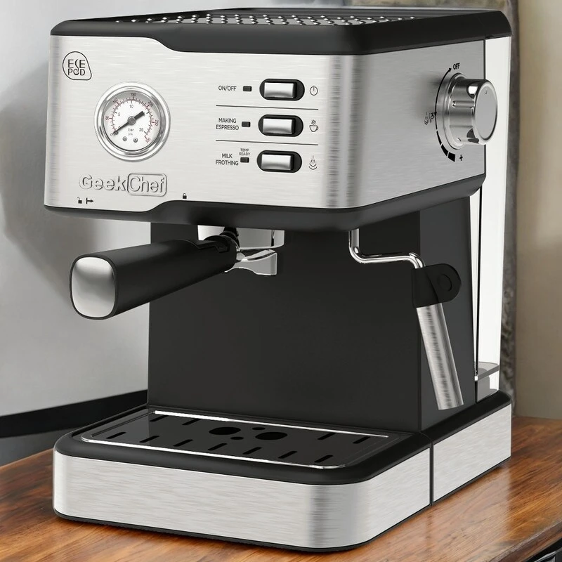 Stainless Steel Espresso Machine With Pressure Gauge And Milk Frother Steam Wand, 1.5L Water Tank 12 Stainless Steel Espresso Machine With Pressure Gauge And Milk Frother Steam Wand, 1.5L Water Tank - Afbeelding 10