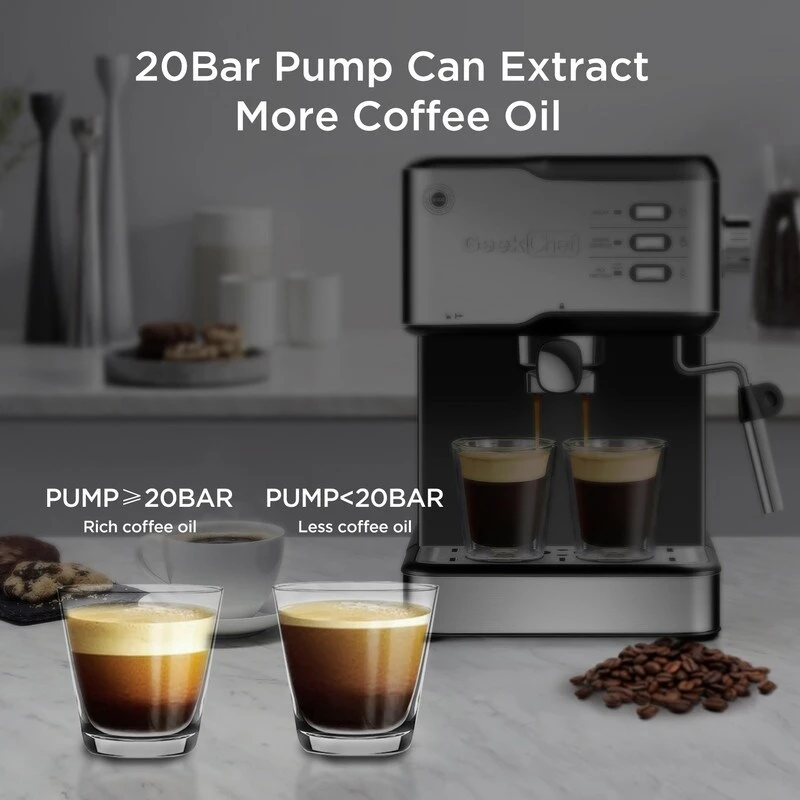 SUS304 Espresso Machine With Professional Milk Frothing Wand, 950W, 1.5L Water Tank 13 SUS304 Espresso Machine With Professional Milk Frothing Wand, 950W, 1.5L Water Tank - Afbeelding 11