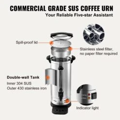 VEVOR Commercial Coffee Urn 65-110 Cup Stainless Steel Coffee Dispenser Fast Brew -Koffieproducten VEVOR Commercial Coffee Urn 65 110 Cup Stainless Steel Coffee Dispenser Fast Brew 8